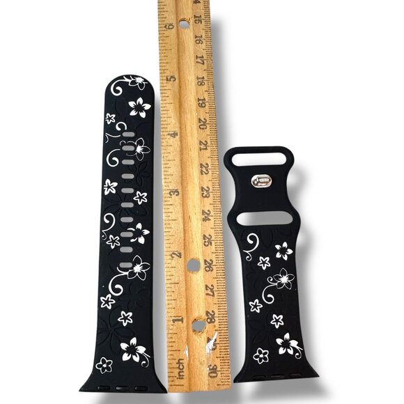 Silicone Floral & Solid Apple Watch Bands 42/44/45/49MM Compatible Replacement S - Picture 3 of 5